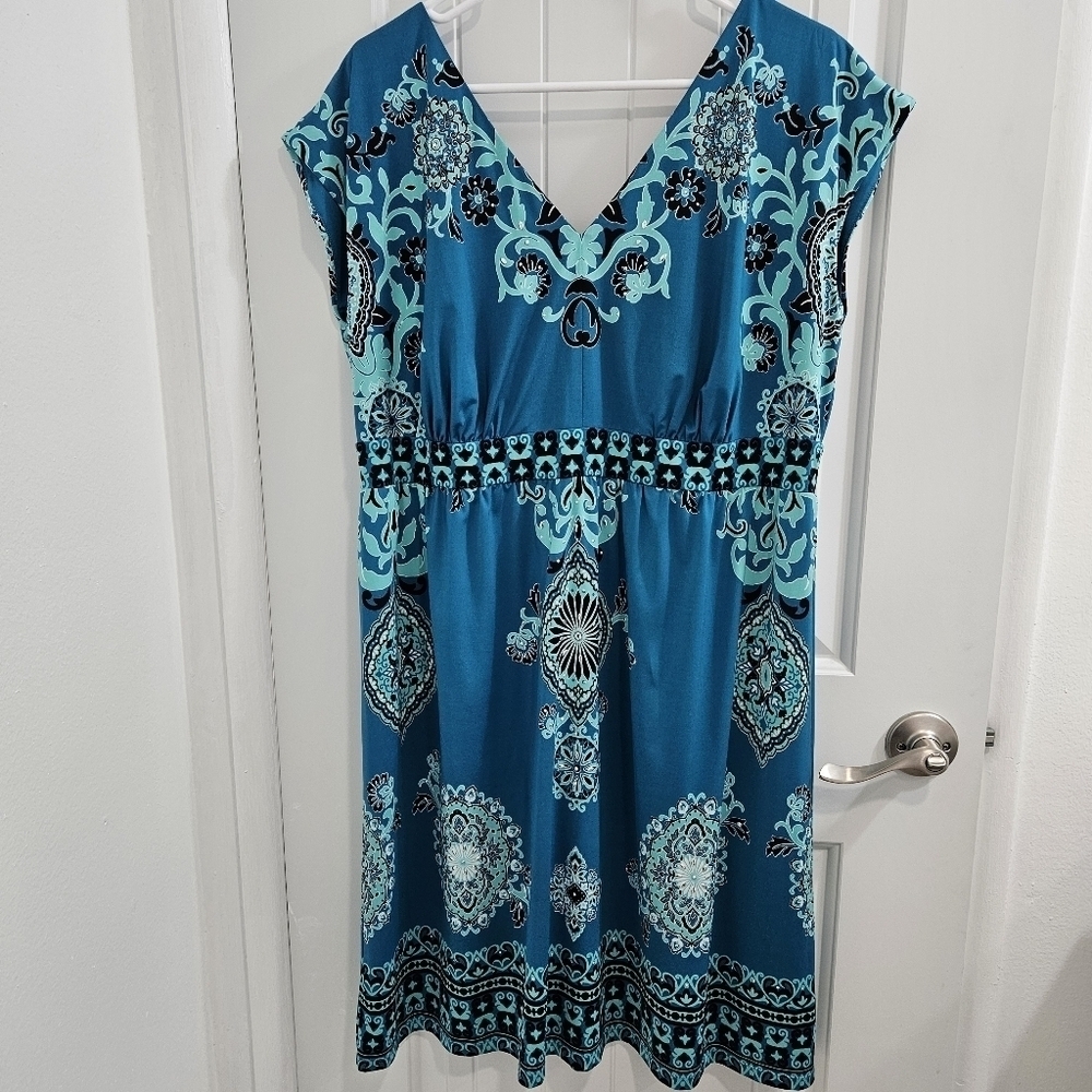 INC International Concepts Plus Size Teal Knee length Dress Size 1X